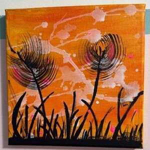 Abstract Orange and Black Canvas Art